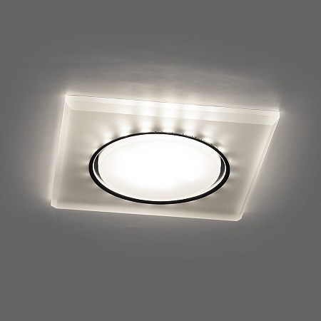 Светильник встраиваемый с белой LED подсветкой Feron CD5022 потолочный GX53 без лампы, белый матовый - фото