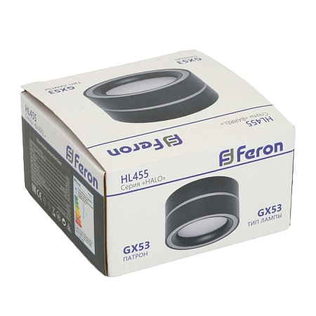 Светильник потолочный Feron HL455 12W, 230V, GX53, черный - фото