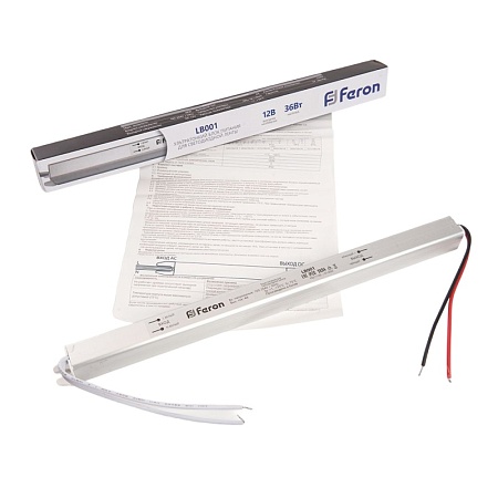 Трансформатор электронный для светодиодной ленты 36W 12V (драйвер), LB001 FERON - фото