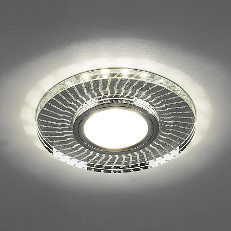 Светильник встраиваемый с LED подсветкой Feron CD979 потолочный MR16 G5.3 прозрачный, хром - фото