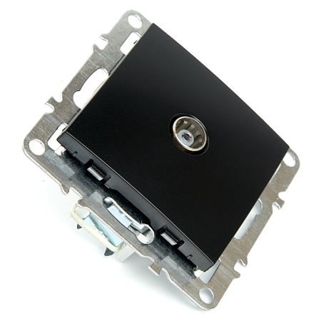 Розетка телевизионная 1-местная (механизм), STEKKER, PST00-9108-03, 75 Ом, 5-862МГц, серия Эрна, черный - фото