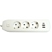 Удлинитель 3-местный c/з 3x1 мм2, 1,8 м, 250В, 10А, 2USB+1Type-C 2,4А, серия Home plus, белый STEKKER HM08-33-02 - фото