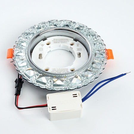Светильник встраиваемый с белой LED подсветкой Feron CD4045 потолочный GX53 без лампы, прозрачный, хром - фото