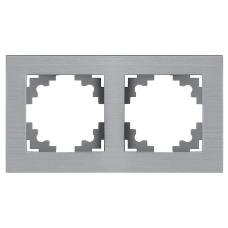 Рамка 2-местная, металл, STEKKER, MFR00-7002-03 , серия Катрин, серебро - фото