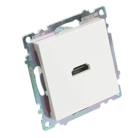 Розетка HDMI 2.1, Type A  (механизм), STEKKER GLS00-7118-01, серия Катрин, белый - фото