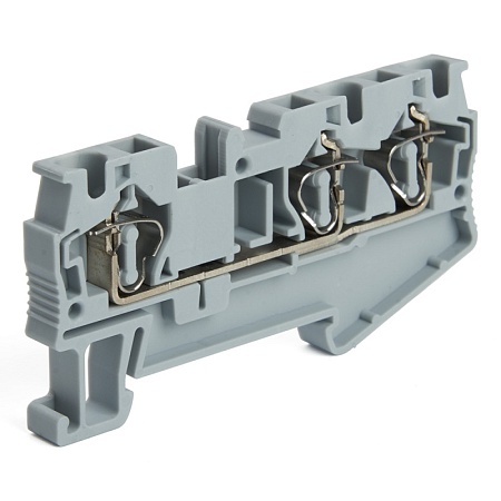 Зажим пружинный, 3-проводной проходной ЗНИ - 2,5 (JXB ST 2,5), серый STEKKER - фото