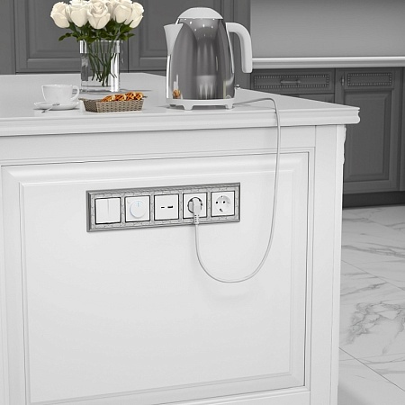 Розетка с заземлением, безвинтовой зажим белая WL01-10-01 - фото