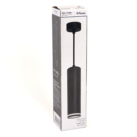 Светильник потолочный Feron ML1708 Barrel LUNA на подвесе  MR16 35W 230V, черный 55*200 - фото