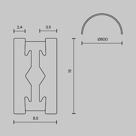 Шинопровод полукруг 800 мм Technical TRX154-SR-D800-BS - фото