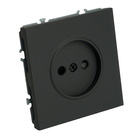 Розетка 1-местная с защитной шторкой (механизм), STEKKER,  б/з, 250В, 16А, серия Эмили, RST16-5109-05, черный уголь, soft touch - фото