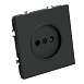 Розетка 1-местная с защитной шторкой (механизм), STEKKER,  б/з, 250В, 16А, серия Эмили, RST16-5109-05, черный уголь, soft touch - фото