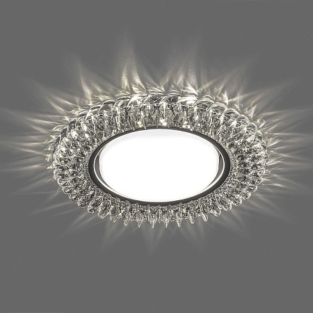 Светильник встраиваемый с белой LED подсветкой Feron CD4035 потолочный GX53 без лампы, прозрачный, хром - фото