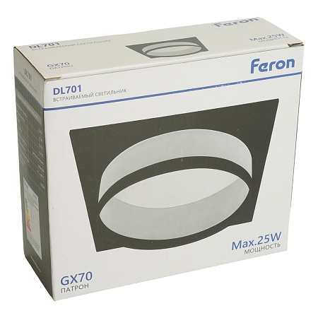 Светильник встраиваемый Feron DL701 потолочный GX70 черный квадрат - фото