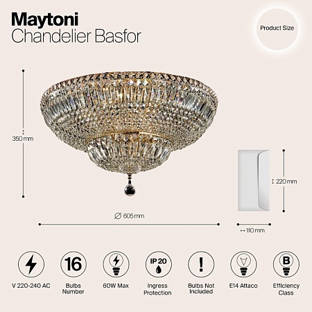 Люстра Maytoni Basfor DIA100-CL-16-G - фото