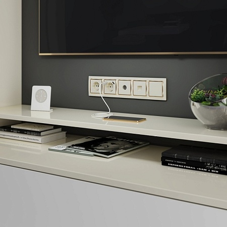 ТВ розетка проходная слоновая кость WL03-TV-2W-ivory - фото