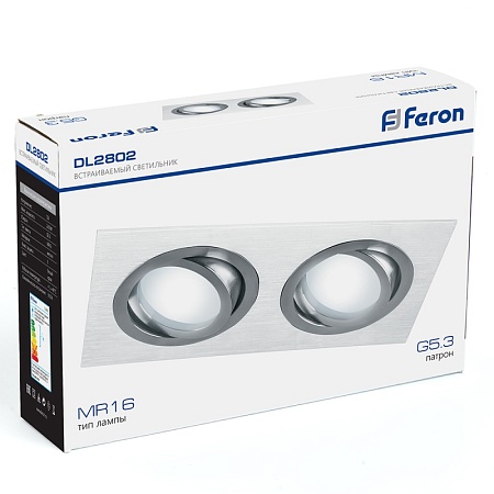 Светильник встраиваемый Feron DL2802 потолочный MR16 G5.3 белый-хром - фото