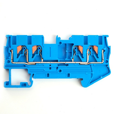 Зажим пружинный, 4-проводной проходной ЗНИ - 2,5 ,JXB PT 2,5 , синий LD574-2-25 - фото