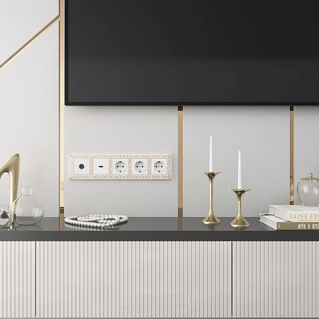 Рамка на 5 постов Antik (белое золото) W0051523 - фото