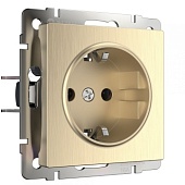 Розетка с заземлением шампань рифленый WL10-SKG-01-IP20