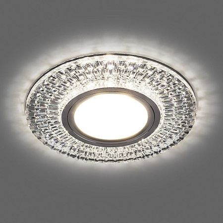 Светильник встраиваемый с LED подсветкой Feron CD943 потолочный MR16 G5.3 прозрачный, хром - фото