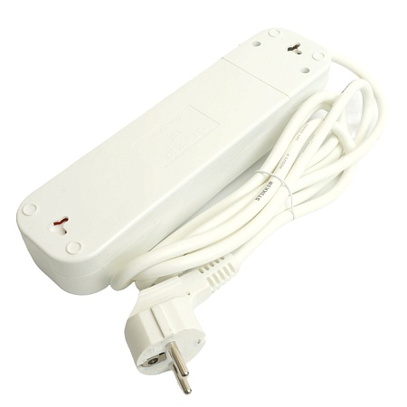 Удлинитель четырехместный с/з  с выключ. STEKKER HM07-41-02 3x1мм2, 2м, серия Home (У16А-003), белый - фото