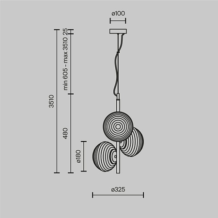 Подвесной светильник Maytoni Reels MOD268PL-03G - фото