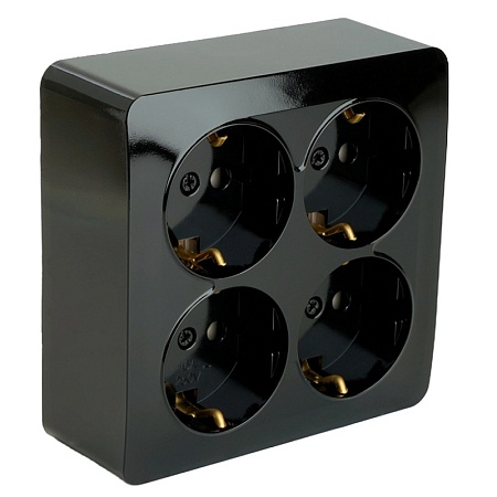 Розетка 4-местная с/з открытой установки, STEKKER, 250В, 16А, IP20, серия София, серебро, MST16-14-03 - фото