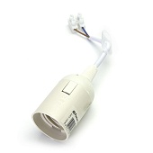 Патрон E27 подвесной с клеммой, 250V, самозатухающий пластик, медь, полипропилен, цвет белый, размер 38*55 мм, LH108