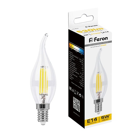 Лампа светодиодная Feron LB-59 Свеча на ветру E14 5W 230V 2700K - фото
