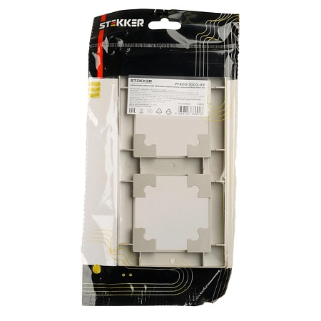 Рамка STEKKER, PFR00-7002-02 2-местная, пластик, серия Катрин, шампань - фото