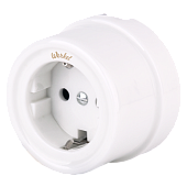 Розетка с заземлением и шторками белая ретро WL18-03-02