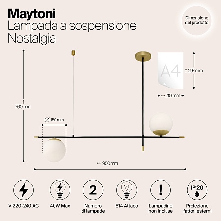 Подвесной светильник Maytoni Nostalgia MOD048PL-02G - фото