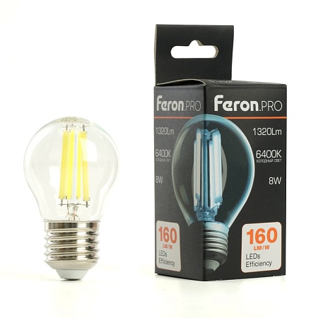 Лампа светодиодная Feron.PRO LB-1708 Шарик E27 1320LM 8W 175-265V 6400K - фото
