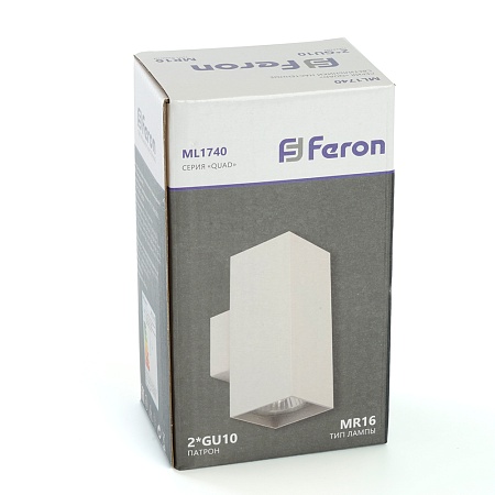 Светильник  настенный Feron ML1740 QUAD   MR16 35W, 230V, 2*GU10,  белый IP20 - фото