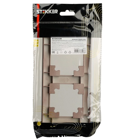 Рамка STEKKER, PFR00-7002-04 2-местная, пластик, серия Катрин, шоколад - фото