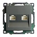 Розетка компьютерная 2-местная RJ-45 (механизм) STEKKER GLS00-7109-06 , серия Катрин, графит - фото