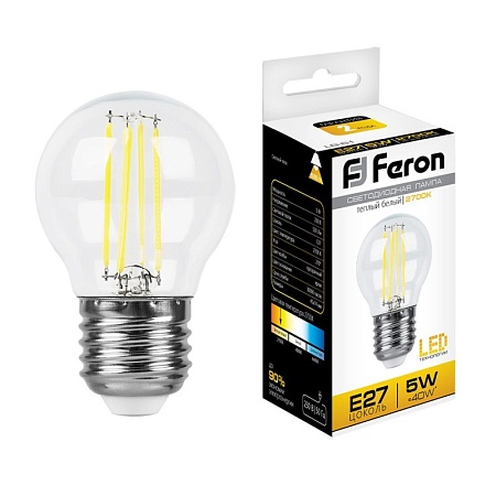 Лампа светодиодная Feron LB-61 Шарик E27 5W 230V 2700K - фото