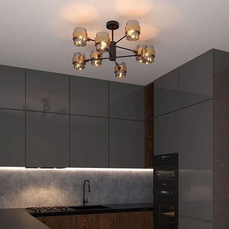 Потолочный светильник Eurosvet 70127/8 черный/дымчатый - фото