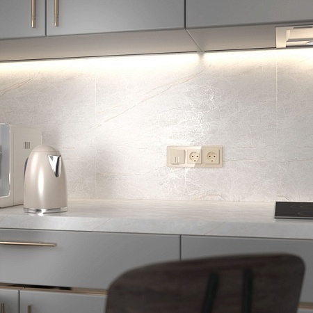 W1122143/ Выключатель двухклавишный проходной с подсветкой (айвори акрил) W1122143 - фото