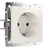 Розетка с заземлением и шторками перламутровый рифленый WL13-SKGS-01-IP44