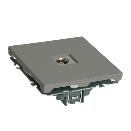 Розетка телевизионная 1-местная (механизм), STEKKER, 75 Ом, 5-862МГц, серия Эмили, RST00-5108-10, платиново-серый, soft touch - фото