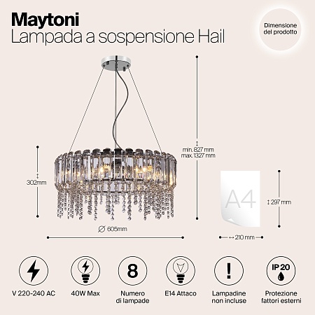 Подвесной светильник Maytoni Hail MOD097PL-08CH - фото