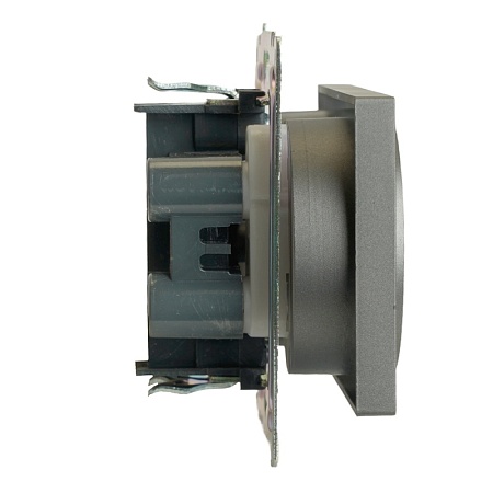 Розетка 2-местная с защитной шторкой (механизм) б/з, 250В, 10А, серия Катрин, графит, GLS10-7113-06 - фото