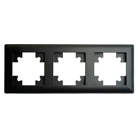 Рамка STEKKER, PFR00-7003-05 3-местная, пластик, серия Катрин, черный - фото
