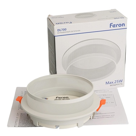 Светильник встраиваемый Feron DL700  потолочный GX70 белый круг - фото
