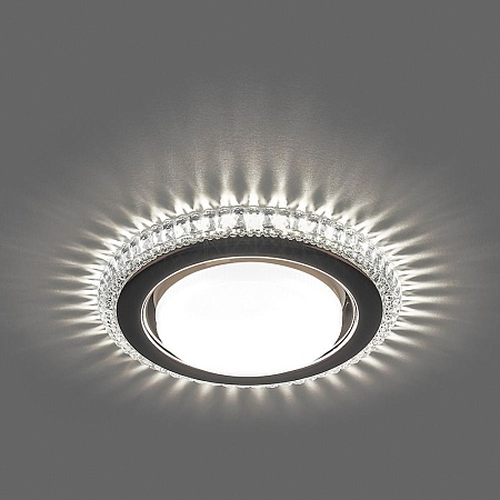 Светильник встраиваемый с белой LED подсветкой Feron CD4036 потолочный GX53 без лампы, прозрачный, хром - фото