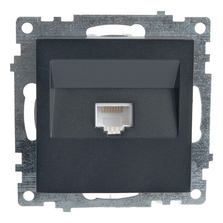 Розетка компьютерная 1-местная RJ-45 (механизм), STEKKER GLS00-7107-05, серия Катрин, черный - фото