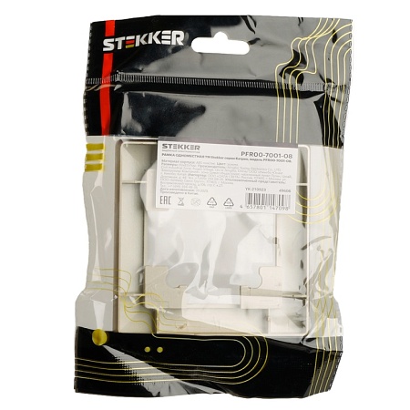 Рамка STEKKER, PFR00-7001-08 1-местная, пластик, серия Катрин, золото - фото