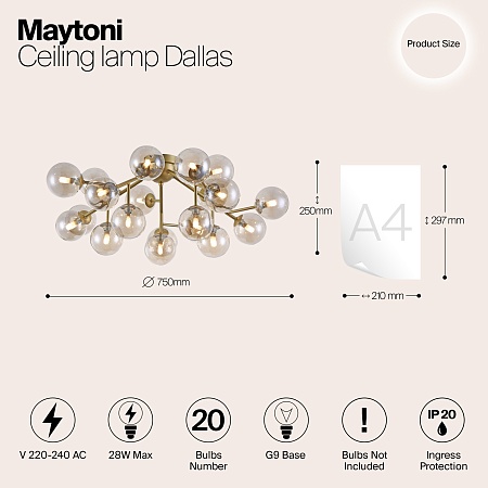 Потолочный светильник Maytoni Dallas MOD545PL-20G - фото