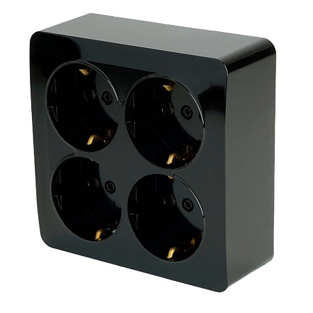 Розетка 4-местная с/з открытой установки, STEKKER, 250В, 16А, IP20, серия София, серебро, MST16-14-03 - фото